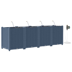vidaXL - Tuinplantbakken - met - Waterirrigatiesysteem - - - 4 - stuks - - - Grijs