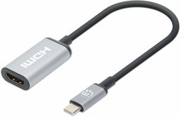 Manhattan 153706 - USB-C naar HDMI Adapter - 4K 60Hz - Zilver Zwart