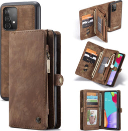 Caseme - vintage 2 in 1 portemonnee hoes - Geschikt voor Samsung Galaxy A52 / A52s - Bruin