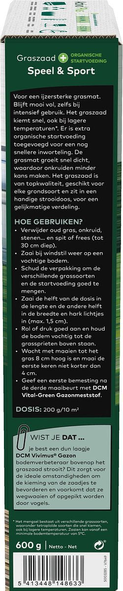 DCM GRASZAAD PLUS SPEEL & SPORT 0,6KG 30M²