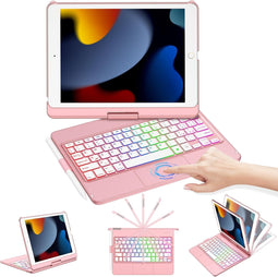 Beschermhoes met touchpad-toetsenbord voor iPad 9a/8a/7a (2021/2020/2019), multi-touch-toetsen en ac