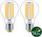 Philips LED lamp Transparant - 60 W - E27 - warmwit licht - 2-pack - Bespaar op energiekosten