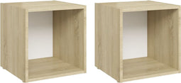 vidaXL - Tv-meubelen - 2 - st - 37x35x37 - cm - bewerkt - hout - wit - sonoma - eikenkleur