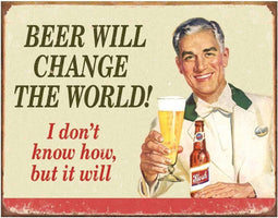 Metalen Retro Bord Beer Change