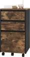 Woltu Mobiele Archiefkast - Rolcontainer 3 Laden 5 Wielen - Industrieel Donker Eiken/Zwart - 40 x 40 x 70 cm