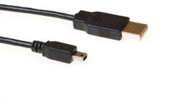 ACT SB2412 - USB 2.0 A male - USB mini B5 male - 1,80 m - Zwart