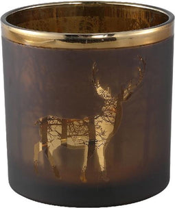 PTMD Kerstmis Windlicht - 15 x 15 x 15 cm - Glas - Bruin