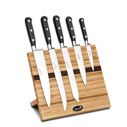 Déglon Sabatier-Dég® - Magnetisch Messenblok van Bamboe met Walnootfineer - 5 Essentiële Messen