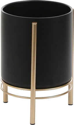 Mica Decorations Sverre - Bloempot op standaard - H28 x Ø19 cm - Zwart goud