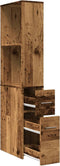 vidaXL - Badkamerkast - smal - met - wielen - bewerkt - hout - oud - houtkleurig