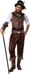 dressforfun - Steampunk Avonturier XL - Kostuum met gestreepte broek en laarskappen