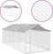 vidaXL - Hondenkennel - met - dak - 3x7,5x2,5 - m - gegalvaniseerd - staal - zilver