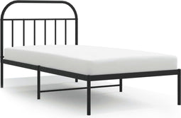 vidaXL - Bedframe - met - hoofdbord - metaal - zwart - 107x203 - cm