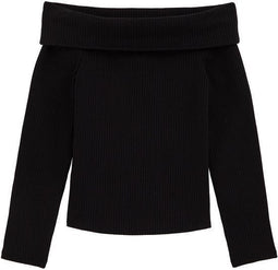 WE Fashion Meisjes off-shoulder top - Maat 112/128 - Ribstructuur