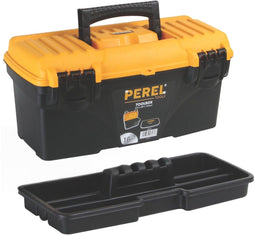 Perel Gereedschapskoffer - Polypropyleen - Verwijderbare inlegbak - Zwart Geel 410 x 209 x 195 mm
