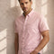 Cappuccino Italia Toscana - Heren Overhemd Korte Mouw - Stretch - Roze - Maat XL