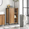 SoBuy BZR65-PF - Smalle Badkamer Opbergkast - Vrijstaand met Uitneembare Wasmand - Bruin - 60x30x90 cm