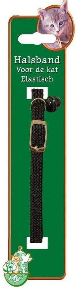De Boon - Elastisch Katten halsband - Kleur: Zwart - 32 cm