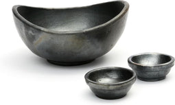 De Burned Gebogen Kom - Zwart - Set van 3