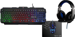 DE G-LAB Argon Combo - 4 in 1 Gaming Set - Azerty Gamer Toetsenbord met achtergrondverlichting, 3200 DPI Gamer Muis, Gaming Headset, Antislip Muismat - Xbox One Mac PS4 PC Gamer Pack