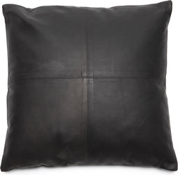 De leren kussenhoes met vier panelen - Zwart - 60x60