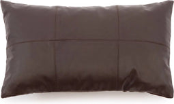 De leren kussenhoes met zes panelen - Choco - 30x50