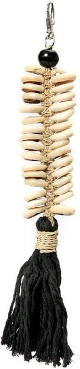 De Macrame Fishbone sleutelhanger - zwart