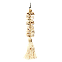 De Macrame Visgraat Sleutelhanger - Creme