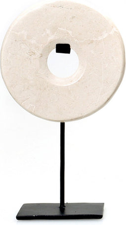 De Marmeren Disc op Stand - Wit - S