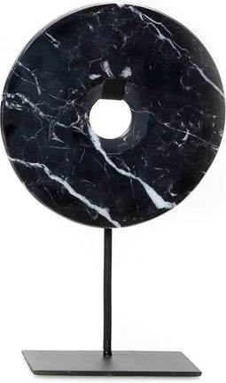 De Marmeren Disc op Stand - Zwart - M