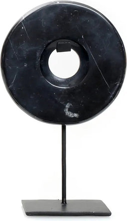 De Marmeren Disc op Stand - Zwart - S