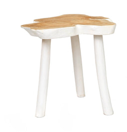 De organic bijzettafel - naturel-wit - teak hout - 45x45x40 cm