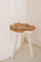 De organic bijzettafel - naturel-wit - teak hout - 45x45x40 cm