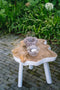 De organic bijzettafel - naturel-wit - teak hout - 45x45x40 cm