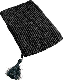 De Raffia Clutch met ritssluiting - Zwart - L