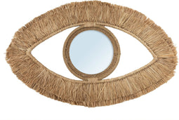 De Raffia Eye Spiegel - Naturel - M