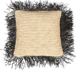 De Raffia Kussenhoes Vierkant - Naturel Zwart - 40x40