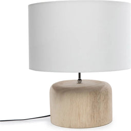 De Teak Wood Tafellamp - Naturel Wit