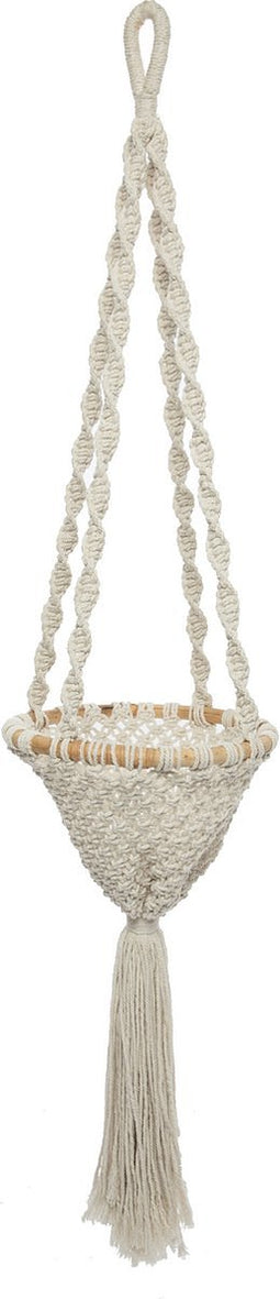 De Twisted Macrame Planthanger - Naturel Wit - L