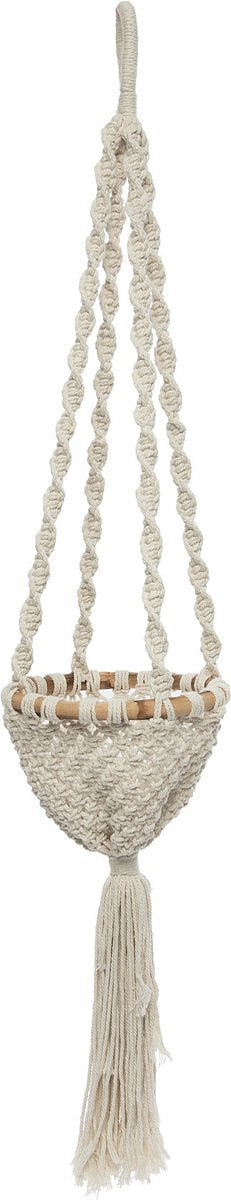 De Twisted Macrame Planthanger - Naturel Wit - S