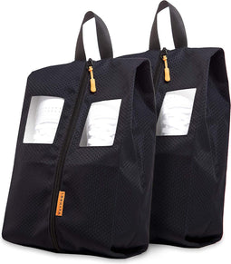 Merkloos - Schoenenzak - Waterproof met kijkvenster voor schoenen tot maat 47 - Zwart (2 stuks)