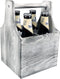 Bierverpakking | Draagtray | Hout | 4 flessen | 17x17x25cm | whitewash | 1 stuks