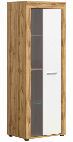 Furnilux Jam - Vitrinekast - 35x60x159cm - Wit eiken