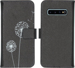 iMoshion Hoesje Geschikt voor Samsung Galaxy S10 Hoesje Met Pasjeshouder - iMoshion Design Softcase Bookcase - Wit / Zwart / Dandelion
