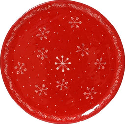 Decobord mangohout d35h2.5 cm rood/wt kerst