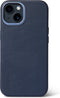 DECODED Back Cover - iPhone 14 Plus - Hoogwaardig Europees Leer - Hoesje met Metalen Knoppen - Magnetische Technologie van Apple - Donker Blauw