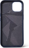 DECODED Back Cover - iPhone 14 Plus - Hoogwaardig Europees Leer - Hoesje met Metalen Knoppen - Magnetische Technologie van Apple - Donker Blauw