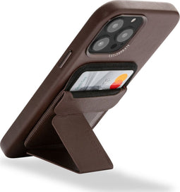 Decoded Card Stand Sleeve Leren Kaarthouder - 3 Pasjes - met MagSafe - Chocolate Brown