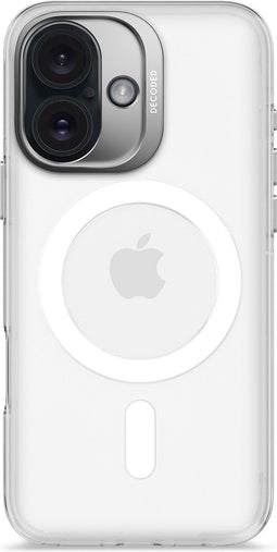 DECODED Clear Frosted Hoesje Geschikt voor iPhone 16 – Anti-Yellowing - 100% Gerecycleerd Materiaal – Geschikt voor MagSafe - Doorzichtig Hoesje – Wit