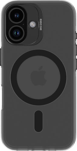 DECODED Clear Frosted Hoesje voor iPhone 16 – Anti-Yellowing - 100% Gerecycleerd Materiaal – Geschikt voor MagSafe - Doorzichtig Hoesje – Zwart